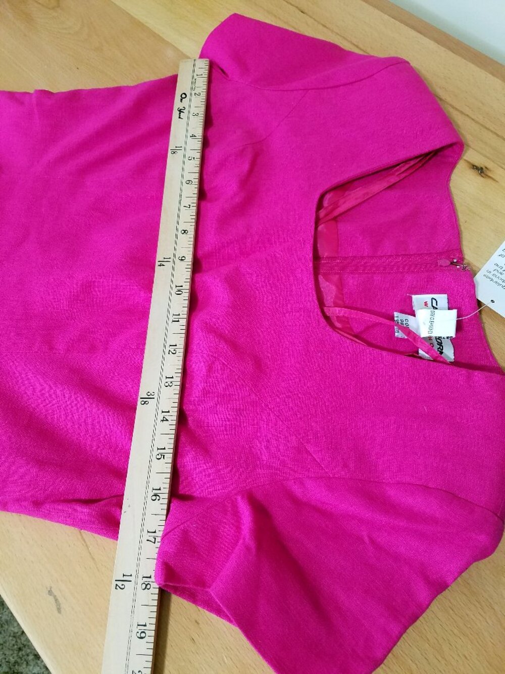 Fuchsia Midi Dress with Short Sleeves - Picture 3 of 10